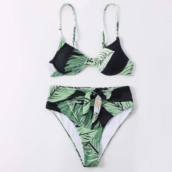 Aldina Tropical Leaf Print Bikini - Swimberry